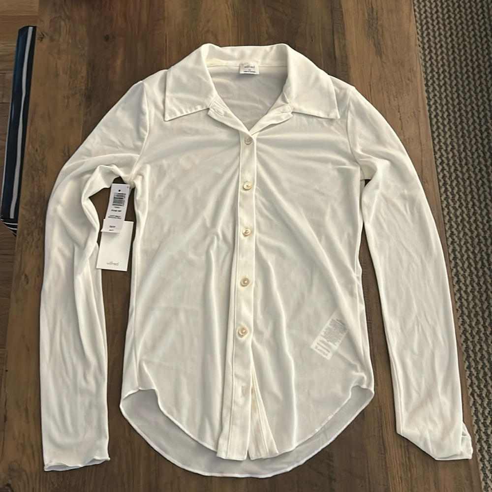 Wilfred white see through tight fitting buttons down size xs